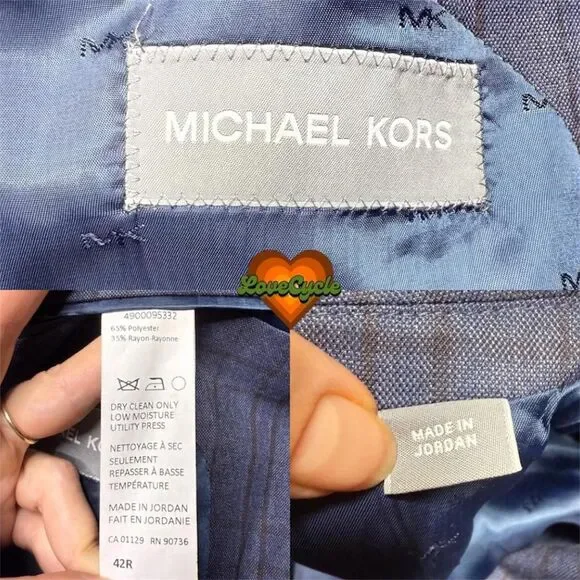 Men's Michael Kors Blue Plaid Blazer – 42R Classic Check Suit Jacket